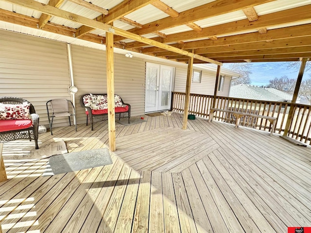 deck featuring french doors