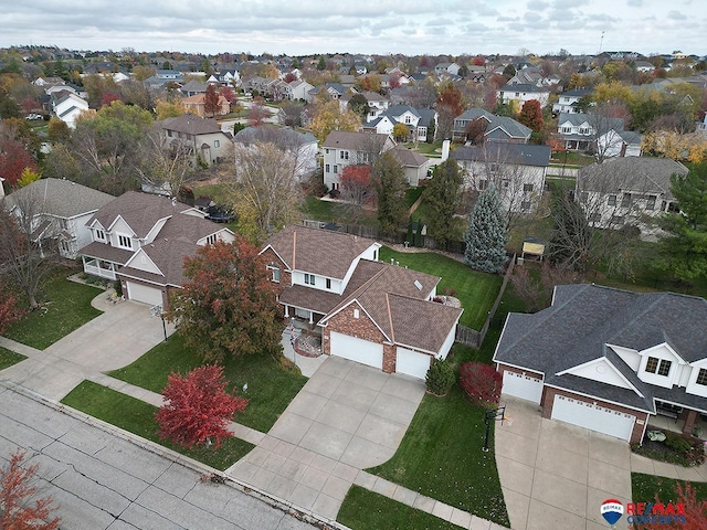 drone / aerial view with a residential view