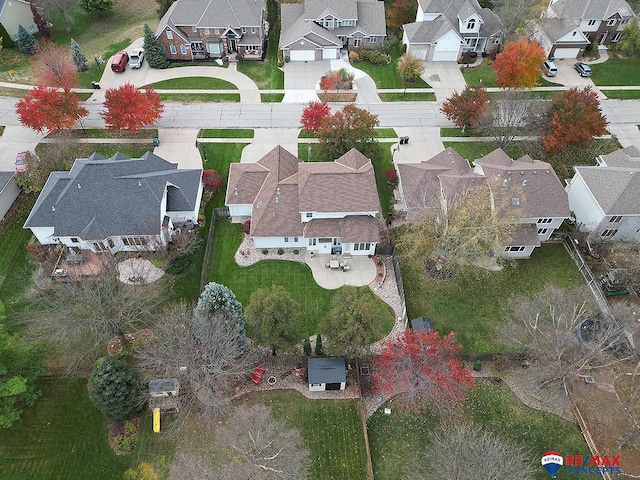 bird's eye view with a residential view