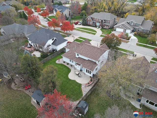 bird's eye view featuring a residential view