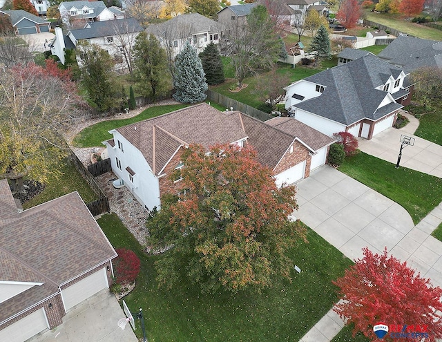 bird's eye view with a residential view