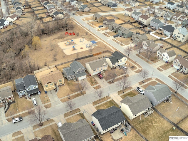 drone / aerial view with a residential view