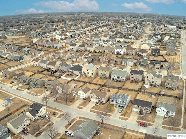 drone / aerial view with a residential view