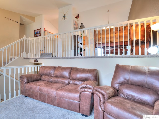 living area with carpet flooring