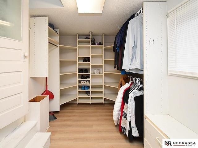 spacious closet featuring wood finished floors