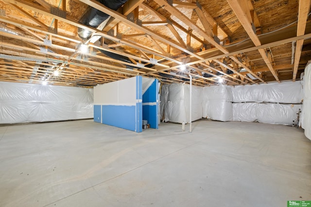 view of unfinished basement