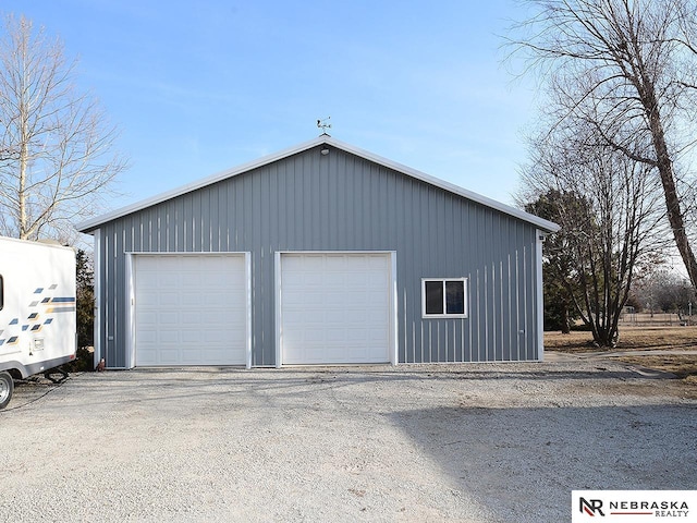 view of detached garage