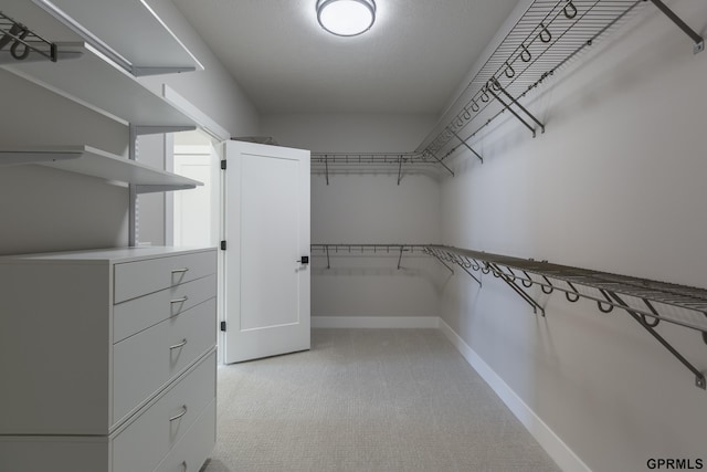 spacious closet with light colored carpet