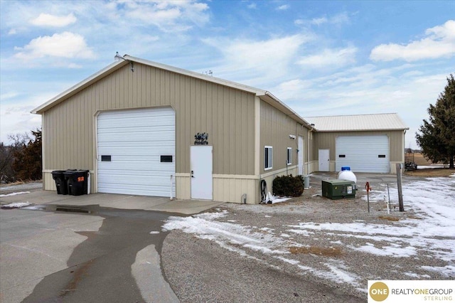 exterior space featuring a garage