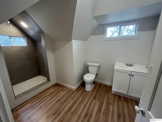 full bathroom featuring toilet, plenty of natural light, baseboards, and wood finished floors