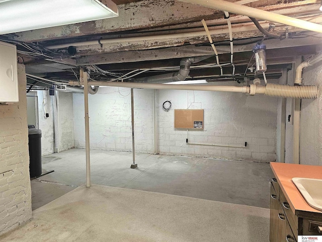 view of unfinished basement