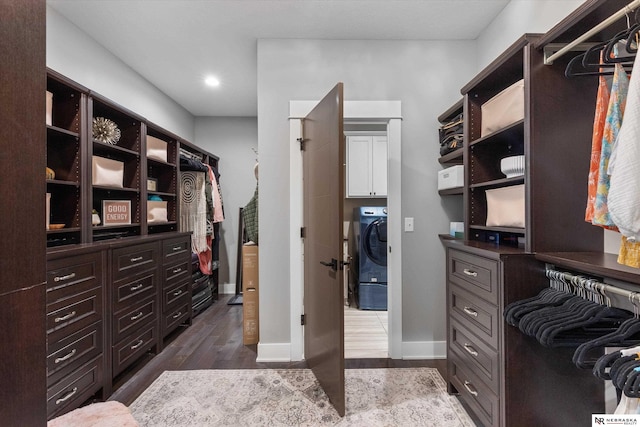 6919 Wildrye Rd, Lincoln, NE 68521 - walk in closet featuring dark wood-style floors and washer / clothes dryer