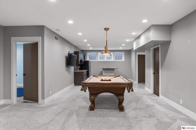 6919 Wildrye Rd, Lincoln, NE 68521 - game room with recessed lighting, light carpet, and baseboards