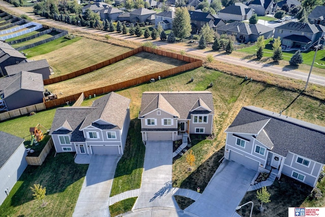 aerial view with a residential view