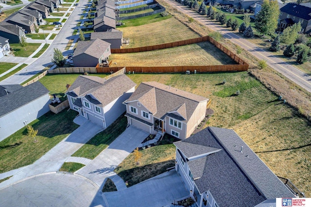 aerial view with a residential view