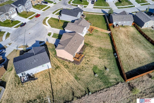 bird's eye view with a residential view