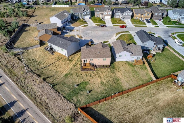 aerial view with a residential view