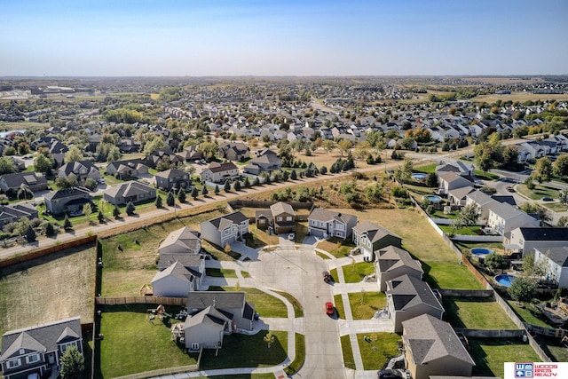 aerial view with a residential view