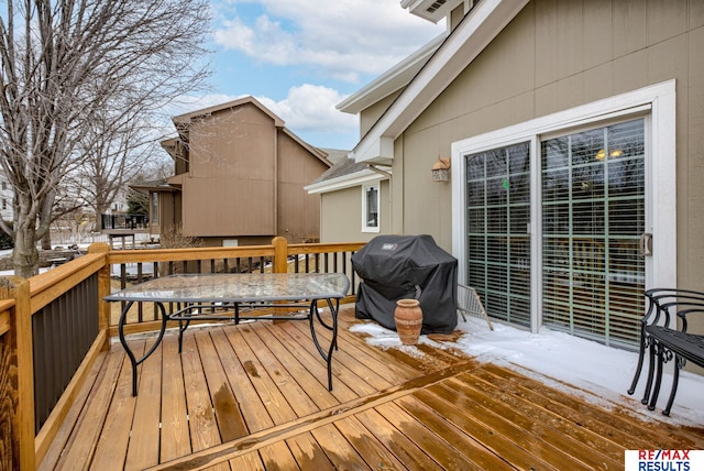 deck featuring grilling area