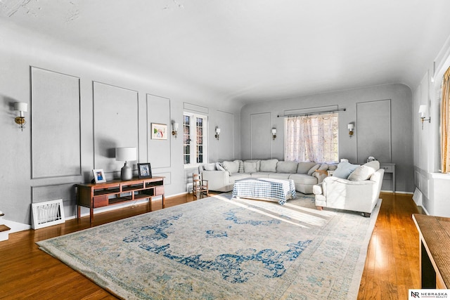 living area featuring wood finished floors