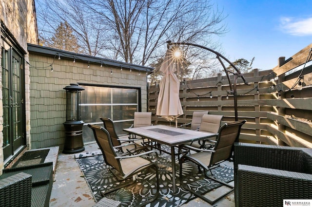 view of patio with outdoor dining area