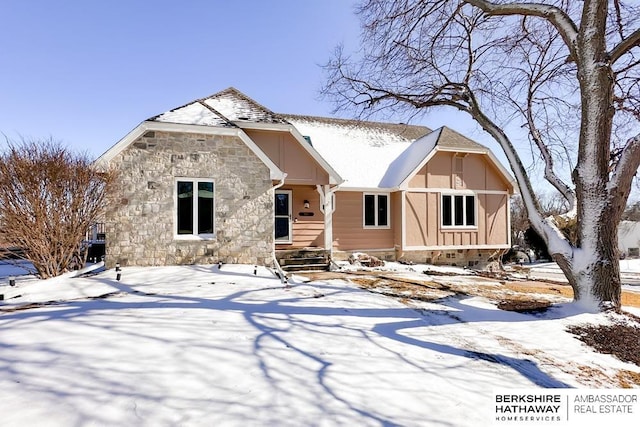 view of front of house featuring stone siding