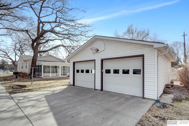 view of detached garage