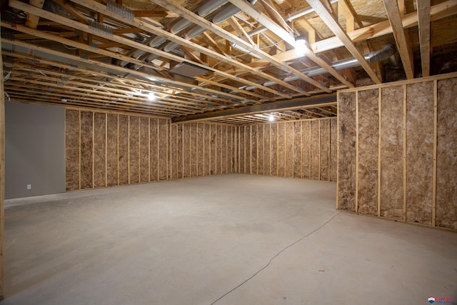 view of unfinished basement