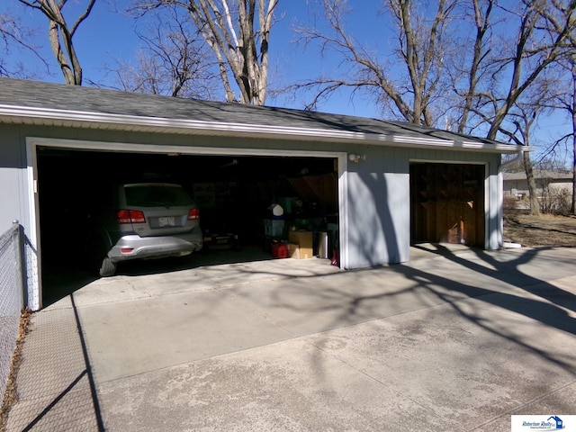 view of detached garage