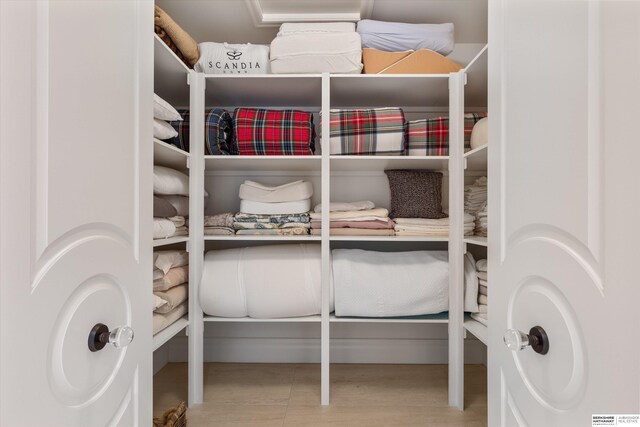 spacious closet featuring wood finished floors