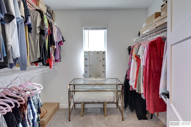 spacious closet with carpet floors