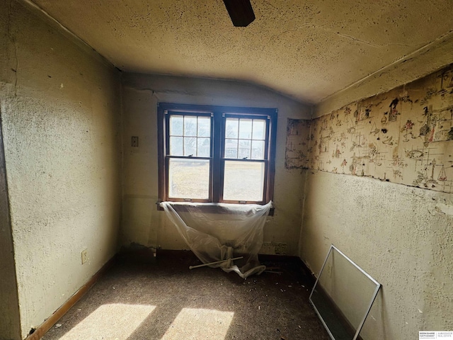 spare room with lofted ceiling