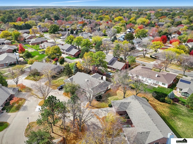 bird's eye view with a residential view