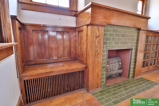 view of sauna featuring wood finished floors