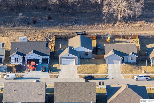 aerial view with a residential view