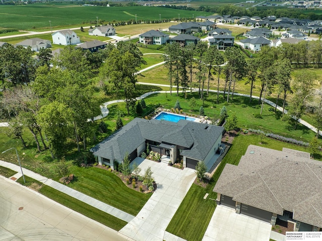 aerial view with a residential view