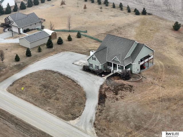 bird's eye view with a rural view