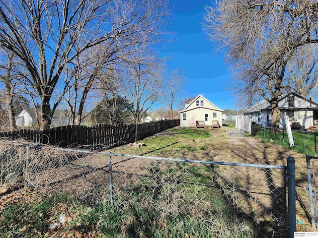 view of yard with a fenced front yard