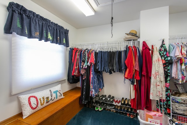 spacious closet with attic access