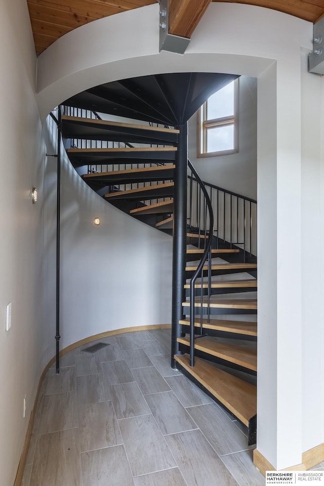 stairway with baseboards