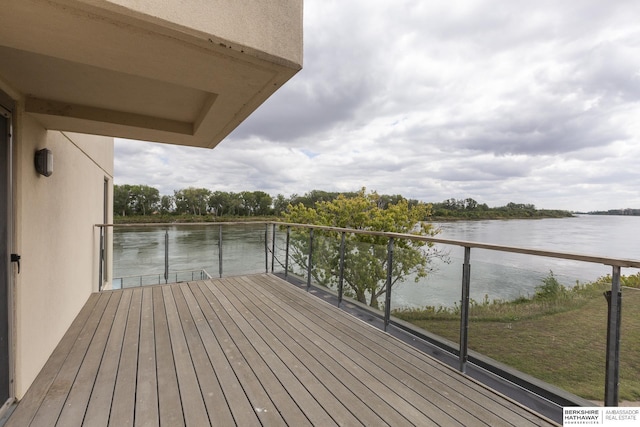 exterior space with a water view