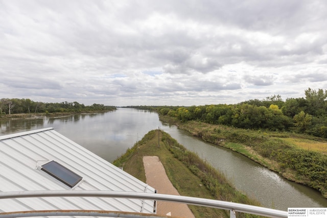 view of dock featuring a water view