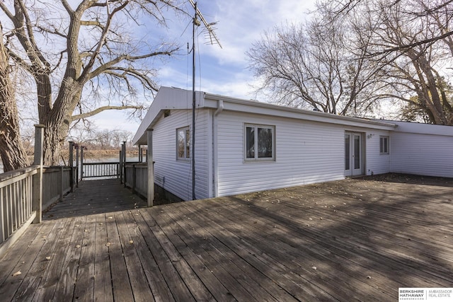 wooden deck with french doors