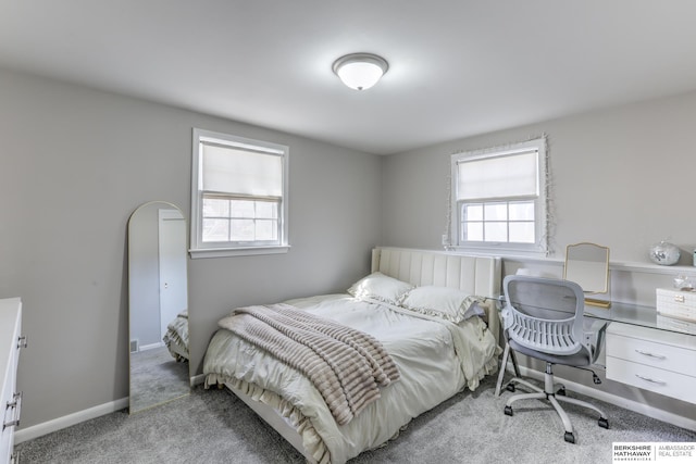 bedroom with baseboards and carpet floors