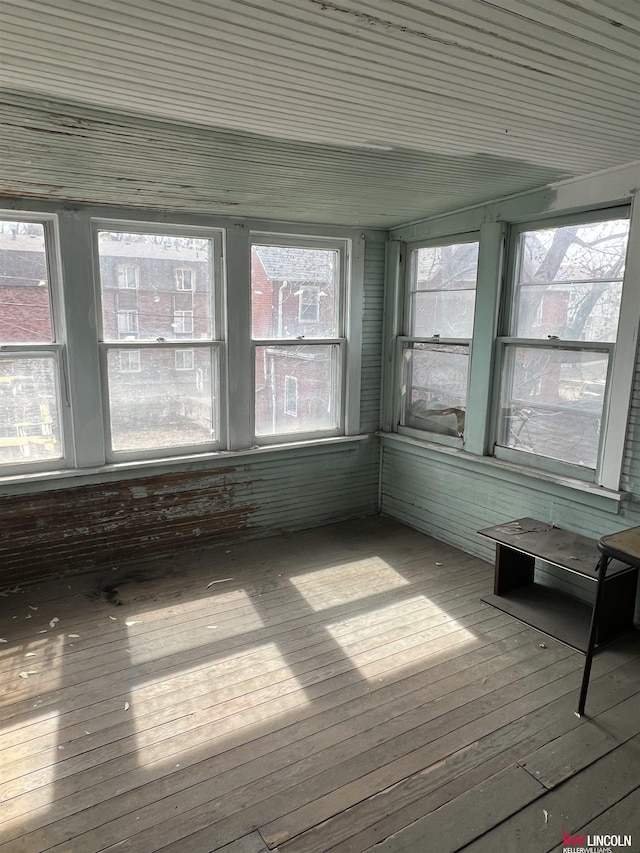 view of unfurnished sunroom