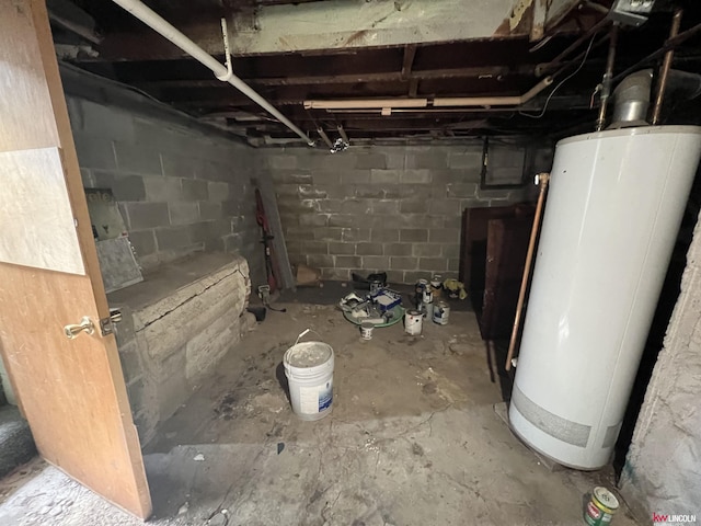 unfinished below grade area with gas water heater