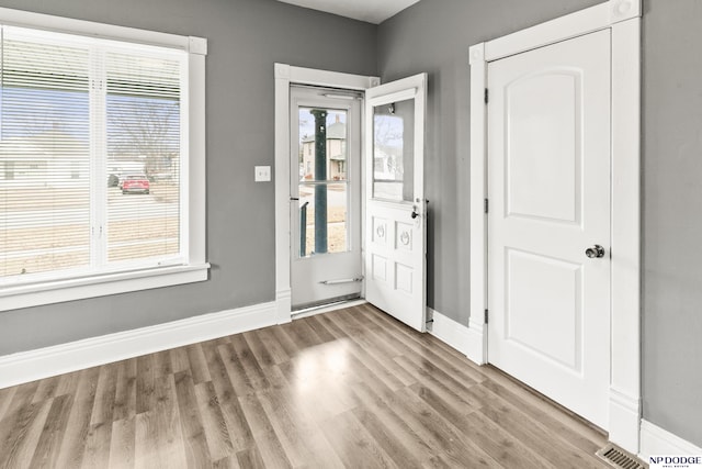 entrance foyer featuring plenty of natural light, wood finished floors, and baseboards