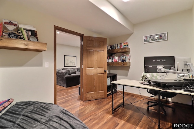 office space with wood finished floors