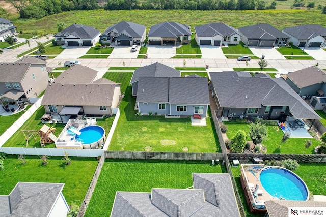 drone / aerial view featuring a residential view