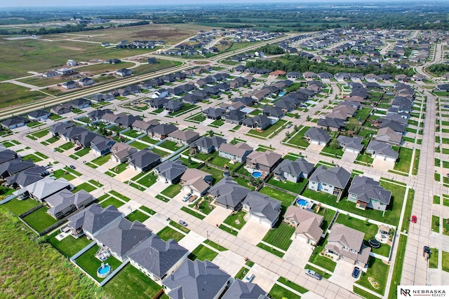 drone / aerial view with a residential view